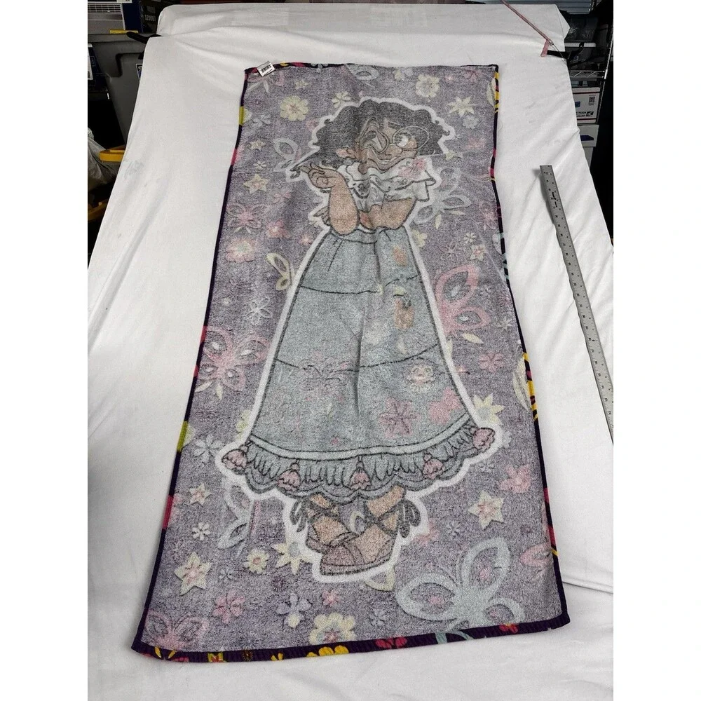 Disney Encanto Mirabel Madrigal Kids Beach Bath Towel Purple Floral 28x55